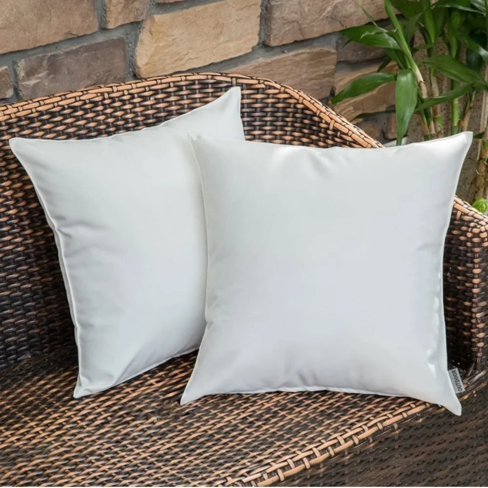 Luxury Home | Set of 2 Chic White Outdoor Water Resistant Throw Pillow Covers